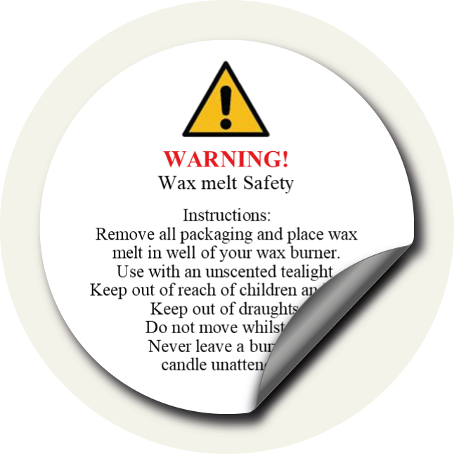 70 X WAX MELT Safety Round Stickers 37mm Diameter Matt Warning CLP Labels 