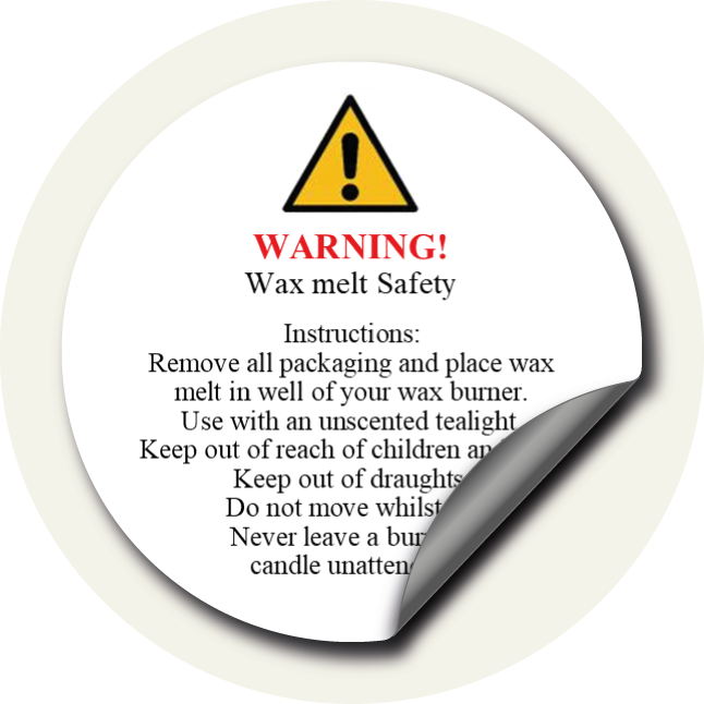 Warning labels online for wax melts